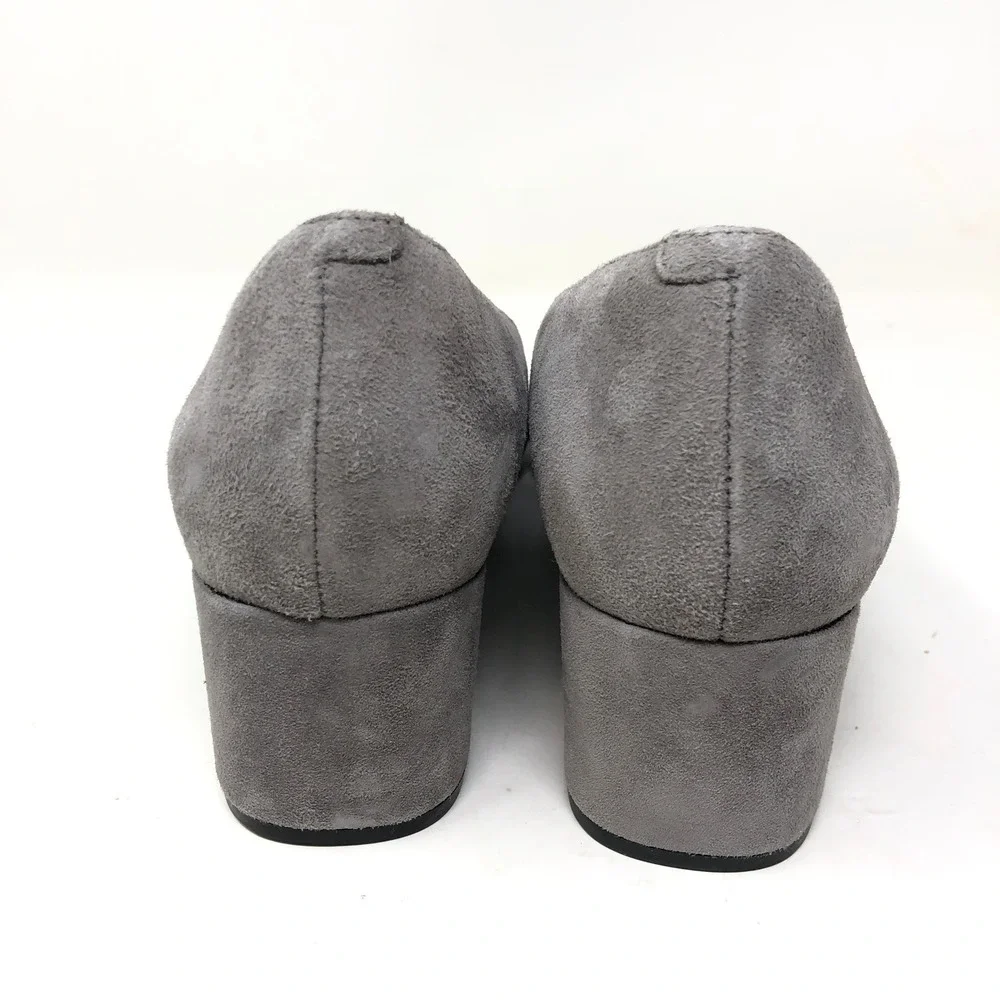 Clarks Womens 10 Tealia Gia Artisan Pumps Grey Suede Block Heel
